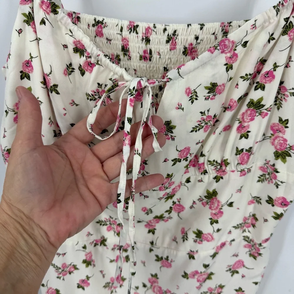 Spiritual Gangster NWT Pink and green floral rose Garden print mini dress XL - Picture 10 of 12